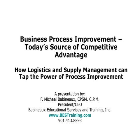 Business Process Improvement for Supply Management