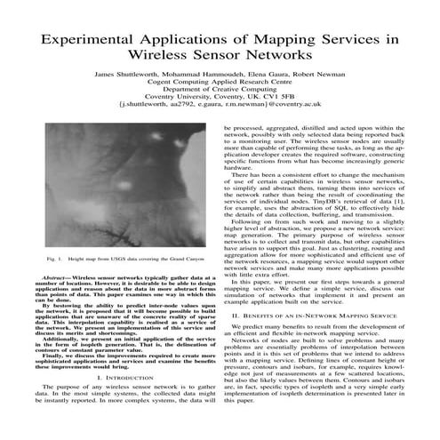 Experimental Applications of Mapping Services in Wireless Sensor Networks