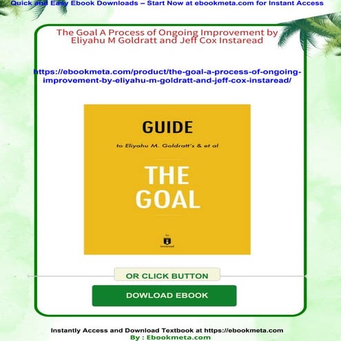 The Goal A Process of Ongoing Improvement by Eliyahu M Goldratt and Jeff Cox ...