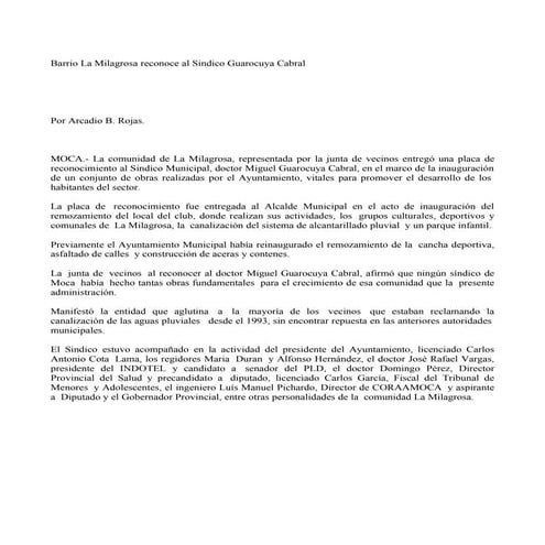 Reconoce a Gurocuya Milagrosa