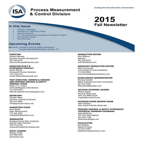 PMCD Fall 2015 Newsletter