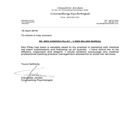 Vanessa V Med reference letter | PDF
