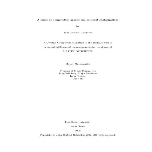 A Study of Permutation Groups and Coherent Configurations
