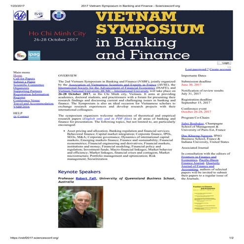 2017 Vietnam Symposium in Banking and Finance - Sciencesconf