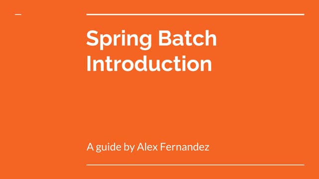Spring batch introduction