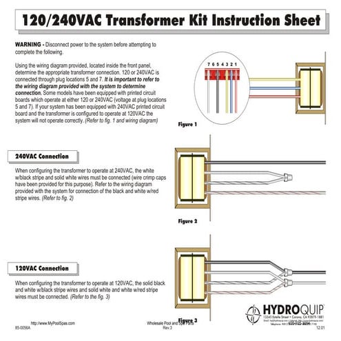 85 0056 a transformer kit instruction sheet