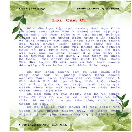 BÀI MẪU Khóa luận tín dụng chứng từ, HAY, 9 ĐIỂM