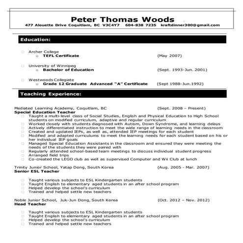 Peter Woods New Resume 2017