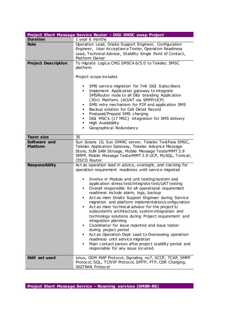 Project Involved As Operation Lead
