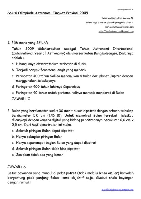 85154197 Solusi Osp Astronomi 2009