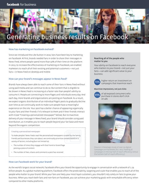 Generating business results on Facebook