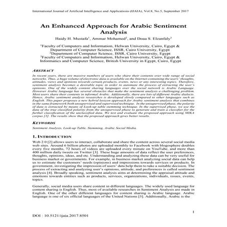 An Enhanced Approach for Arabic Sentiment Analysis | PDF | Social ...
