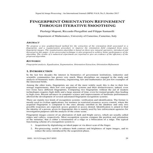 Fingerprint Orientation Refinement Through Iterative Smoothing | PDF