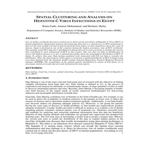 Spatial Clustering and Analysis on Hepatitis C Virus Infections in Egypt