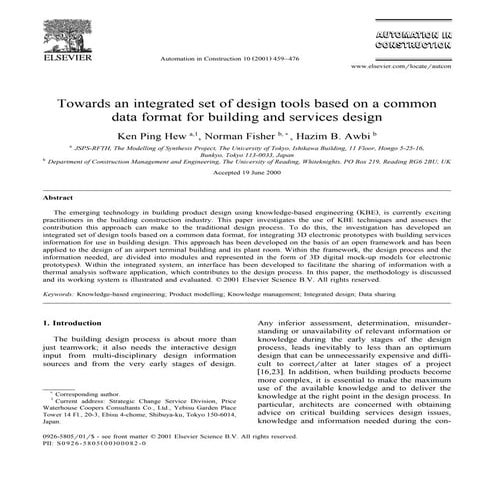 Towards an integrated set of design tools based on a common data format for b...
