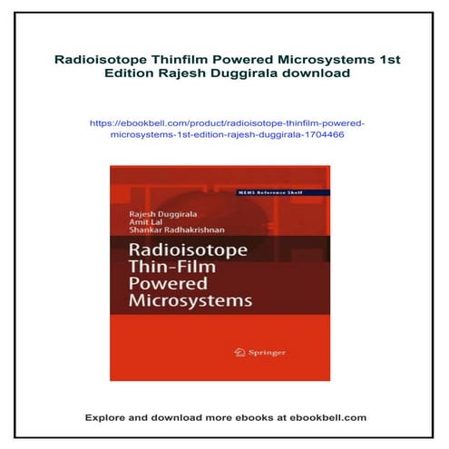 Radioisotope Thinfilm Powered Microsystems 1st Edition Rajesh Duggirala