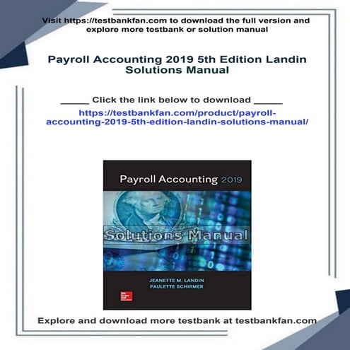 Payroll Accounting 2019 5th Edition Landin Solutions Manual