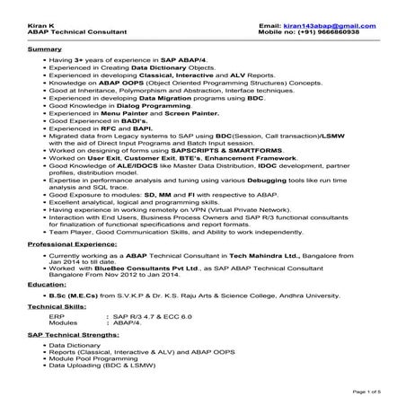 Kiran ABAP Resume 3yrs