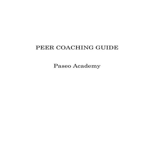 PEER COACHING GUIDE
