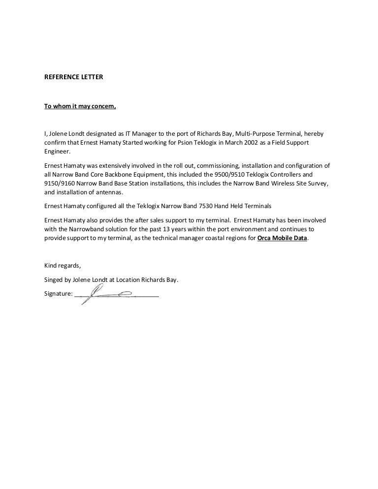 recommendation letter it manager
