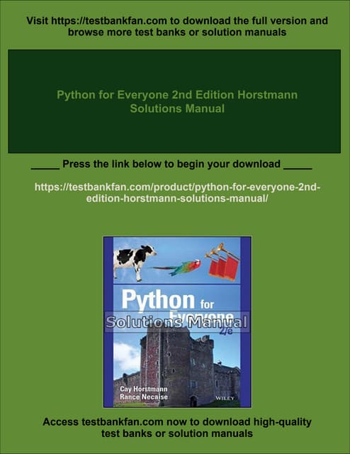 Python for Everyone 2nd Edition Horstmann Solutions Manual | PDF