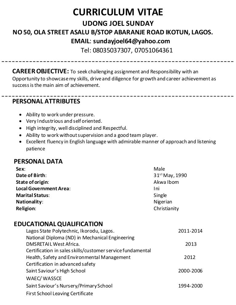 CURRICULUM VITAE & cover letter