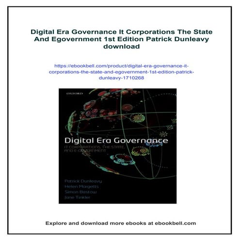 Digital Era Governance It Corporations The State And Egovernment 1st Edition ...