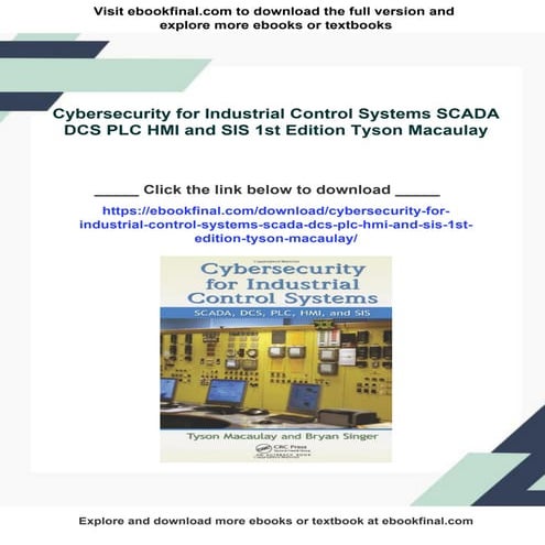 Cybersecurity for Industrial Control Systems SCADA DCS PLC HMI and SIS 1st Ed...