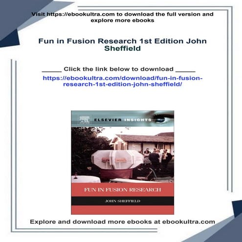 Fun in Fusion Research 1st Edition John Sheffield | PDF