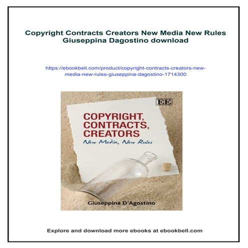 Copyright Contracts Creators New Media New Rules Giuseppina Dagostino | PDF
