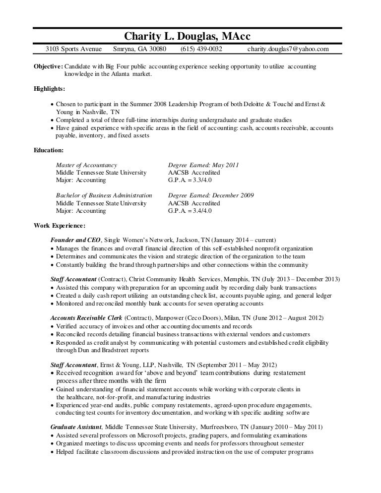 big 4 accounting resumes