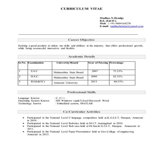 MY CV | DOC