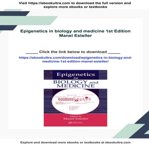 Epigenetics In Biology And Medicine 1st Edition Manel Esteller Pdf