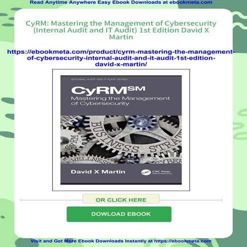 CyRM: Mastering the Management of Cybersecurity (Internal Audit and IT Audit)...