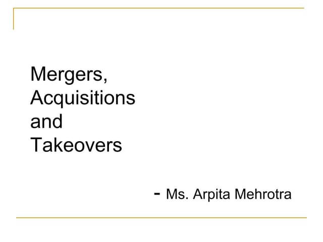 BSE M&A- Arpita Mehrotra