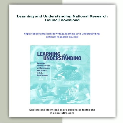 Learning and Understanding National Research Council | PDF