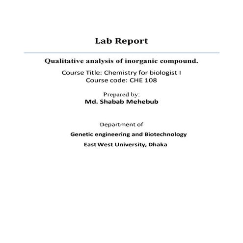 Qualitative analysis of inorganic compound