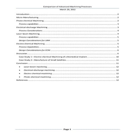 Production Techniques 2 - advanced machining techniques report