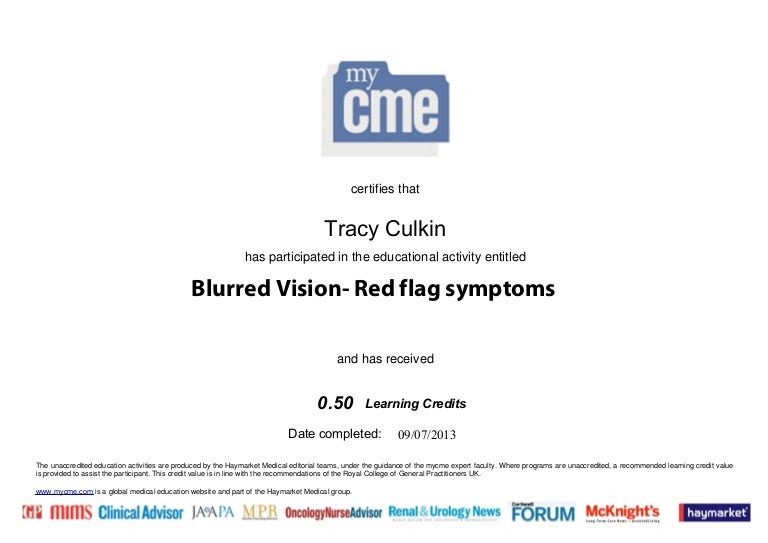 Blurred Vision Red flag symptoms