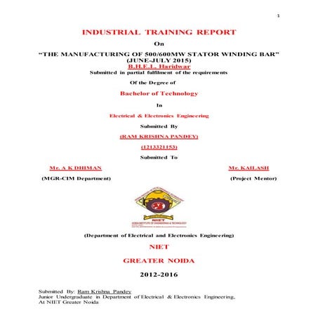 VOCATIONAL TRAINING REPORT FOR COLLEGE | DOCX