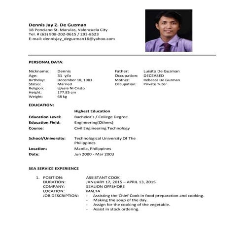 OIL RIG DP4 RESUME | DOCX