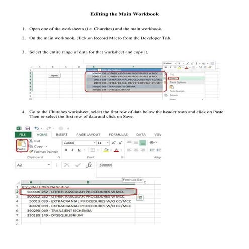 Editing the Main Workbook