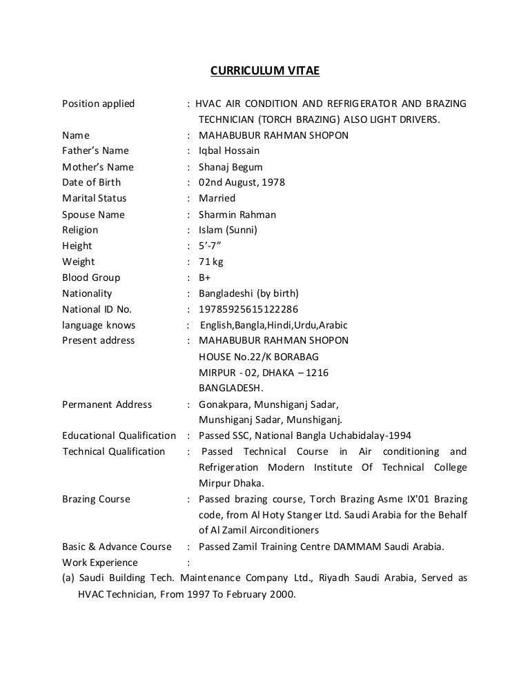 Singular curriculum vitae image