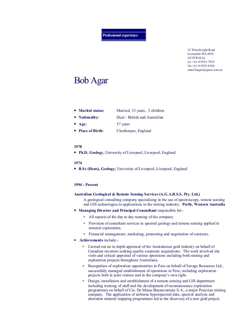Mining manager resume picture