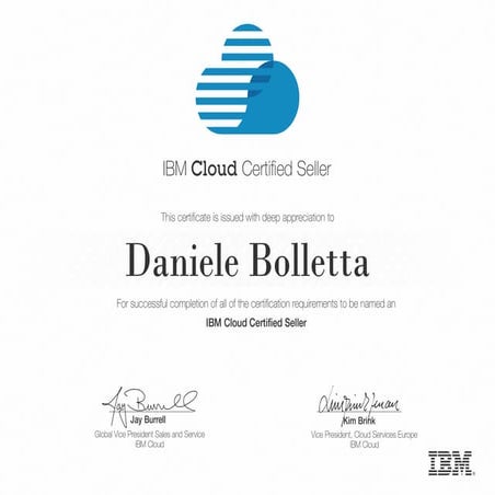 IBM Cloud Certified Seller - Daniele Bolletta