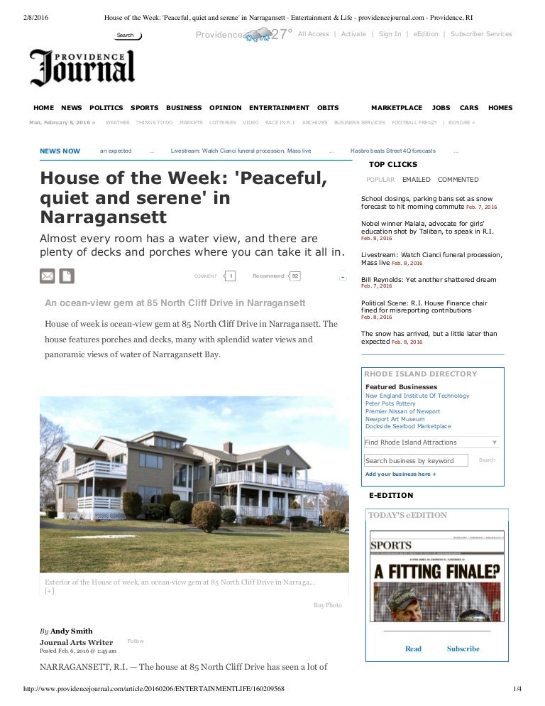 85 North Cliff Projo House Of The Week