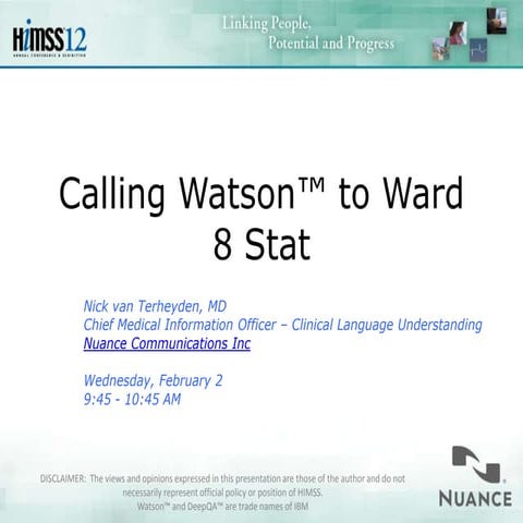 Calling Watson to Ward 8 Stat