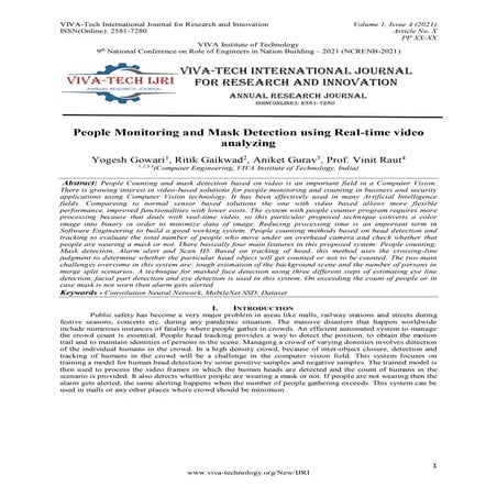 People Monitoring and Mask Detection using Real-time video analyzing