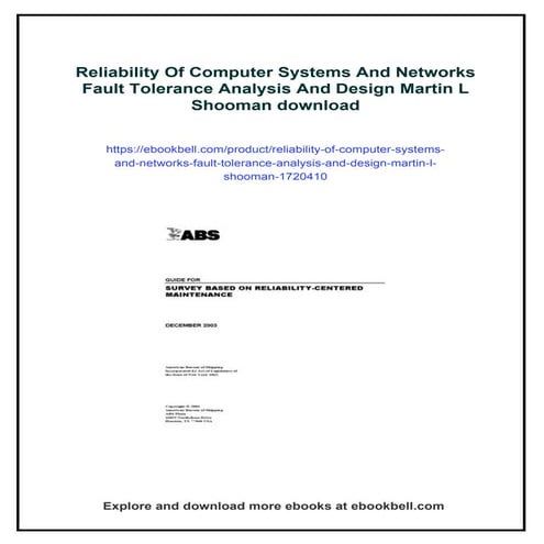 Reliability Of Computer Systems And Networks Fault Tolerance Analysis And Des...