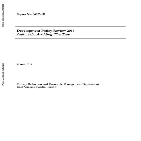 Development Policy Review 2014  Indonesia: Avoiding The Trap